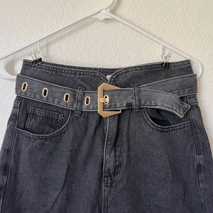 High Rise Wide Leg Black Jean